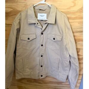 Men's American‎ Eagle XL Lined Trucker Jacket Barn Beige